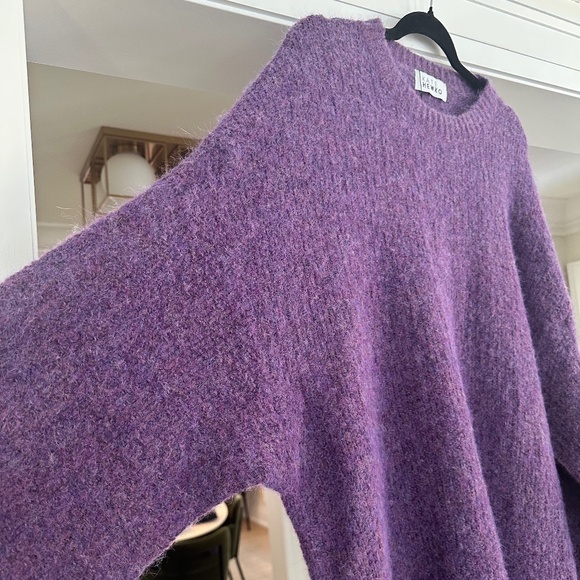 NWT - KATE HEWKO Heathered Purple Knit Balloon Sleeve Sweater - OS - Picture 11 of 16